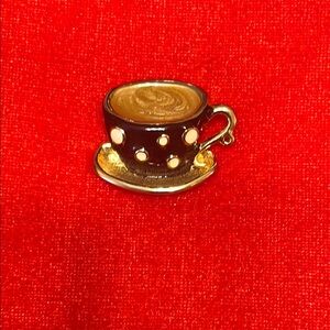 Elegant Gold and Black Coffee Cup Brooch.